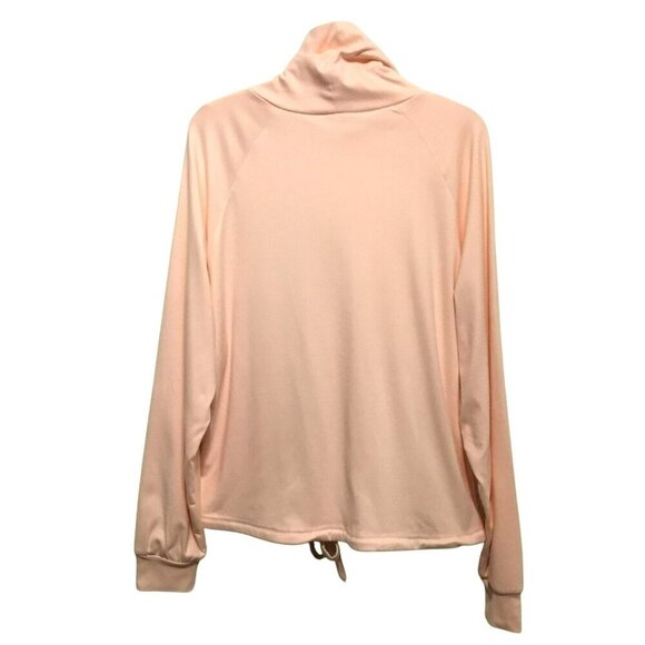 Tankaneo Sweatshirt Loose Fit Turtleneck Draw Tie Women's Size L Thumbholes Pink - Picture 7 of 11